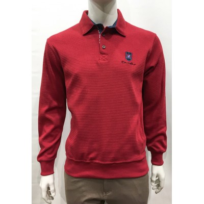 18833-Polo M/L ETHNIC BLUE rouge