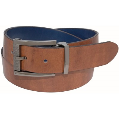 19614-Ceinture réversible CUSTOM LEATHER tan/navy