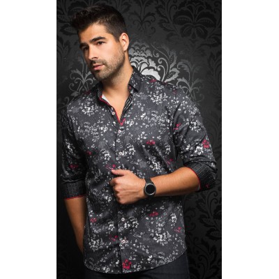 19173-Chemise AU NOIR GARNETT black red