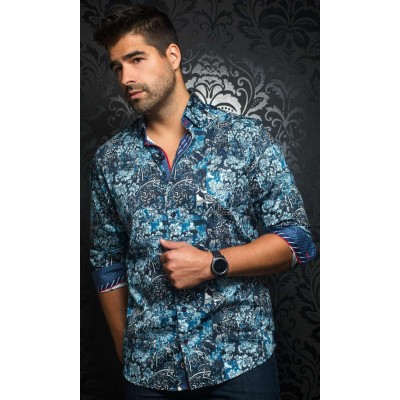 19167-Chemise AU NOIR BRANSON blue