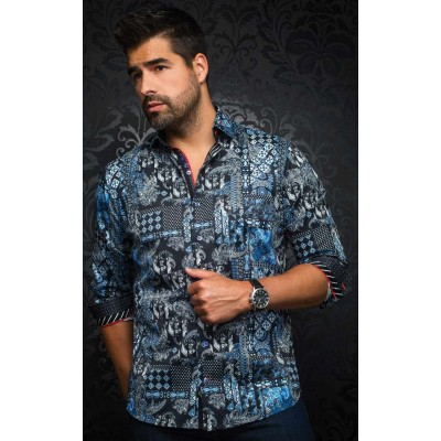 19713 -Chemise AU NOIR BORNEO  black royal