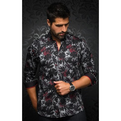 19967-Chemise AU NOIR GIODEL black / red
