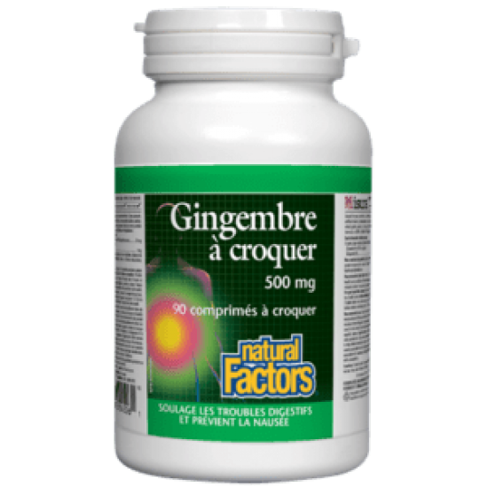 Natural Factors Gingembre à croquer 500 mg 90...