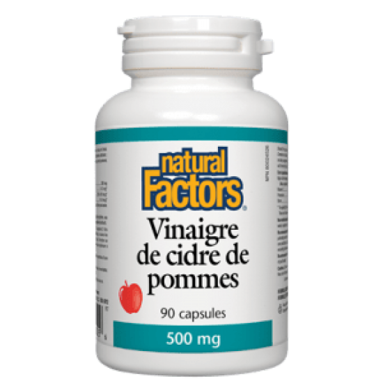 Natural Factors Vinaigre de cidre de pomme 500 mg...