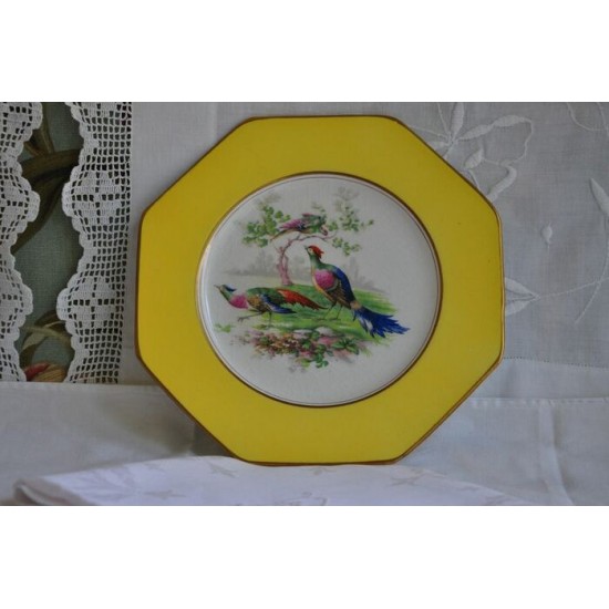 Assiette Wedgwood octogonale décor d'oiseaux