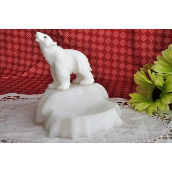 Cendrier ours en marble blanc sculpté