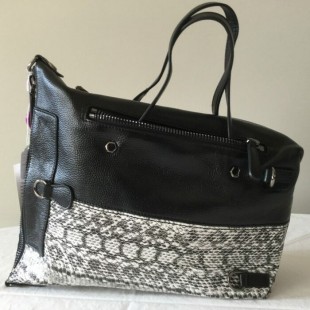 Sac à main en cuir noir convertible avec motifs...