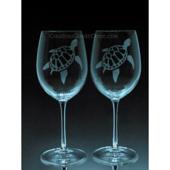 ANI-SM-tortues - Ensemble de 2 - prix basé sur le verre à vin 20oz