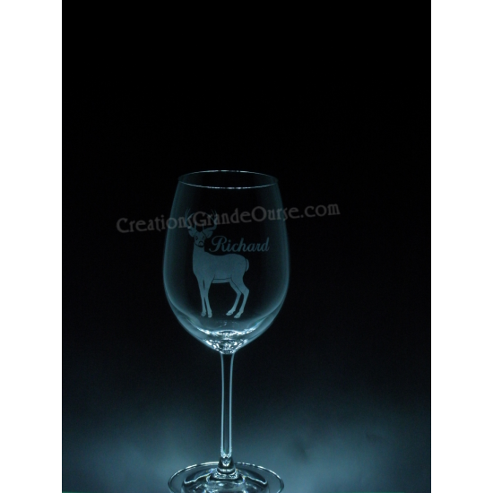 ANI-SW-PERSO-chevreuil et nom- 1 verre - prix basé sur le verre à vin 20oz
