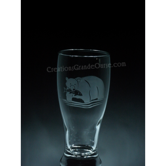 ANI-SW-ours dans rivière-1 verre - prix basé sur verre à vin 20oz