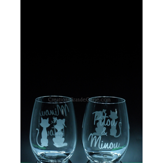 LOV-CK-NM-Minou et pitou - Ensemble de 2 - prix basé sur le verre à vin 20oz
