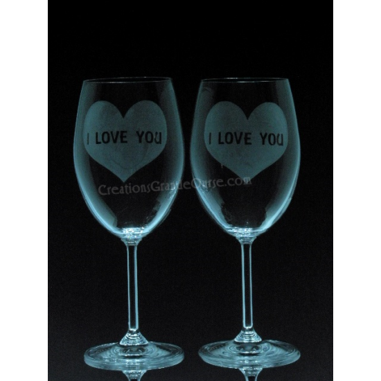 LOV-CO-Coeur I love you- 1 verre - prix basé sur verre à vin 20oz