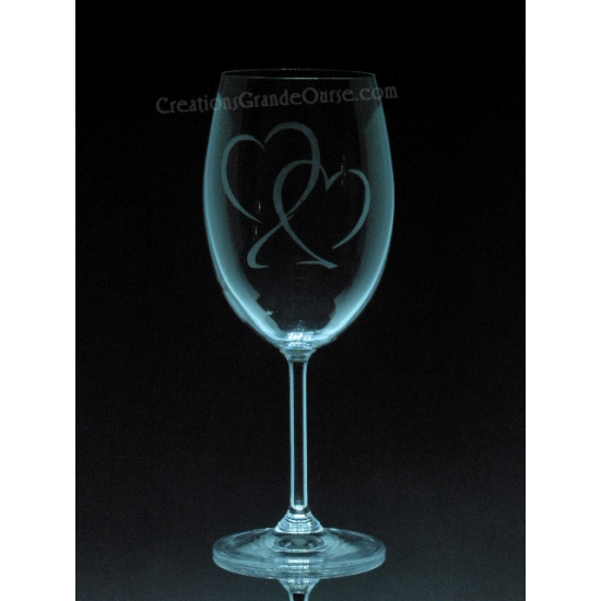 LOV-CO-Coeurs entrelacés - 1 verre - prix basé sur verre à vin 20oz
