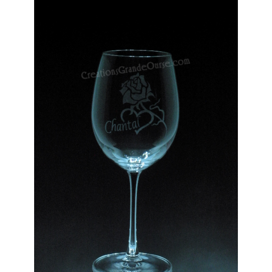 LOV-CO-PERSO-Rose et nom- 1 verre - prix basé sur...