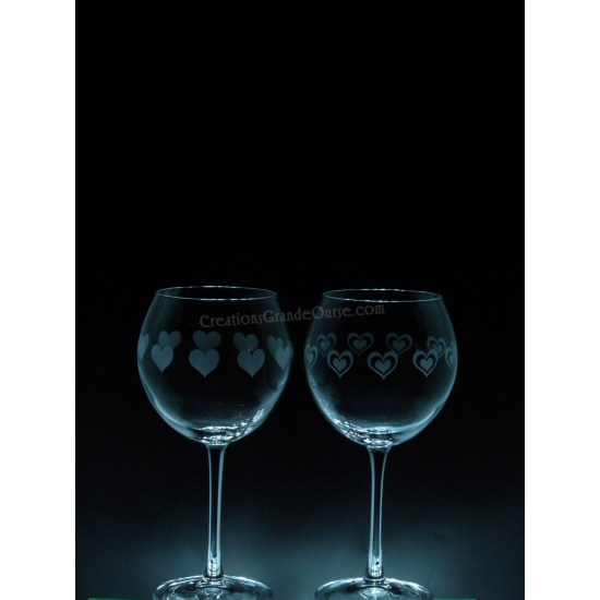 LOV-CO-petits coeurs tout le tour différents - Ensemble de 2 - prix basé sur le verre à vin 20oz