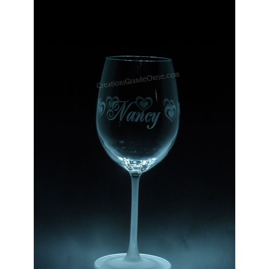LOV-CO-PERSO-Nom Coeurs pied givré - 1 verre - prix basé sur verre à vin 20oz