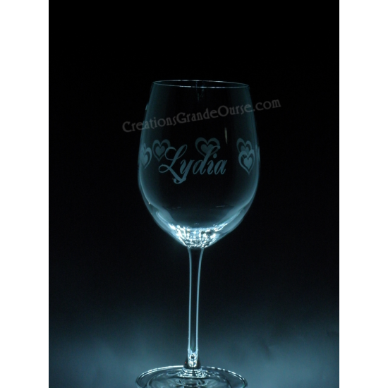 LOV-CO-PERSO-nom coeurs tout le tour- 1 verre - prix basé sur le verre à vin 20oz