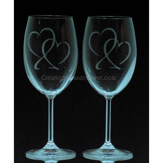 LOV-CO-Coeurs entrelacés-2 verres - prix basé sur verre à vin 20oz