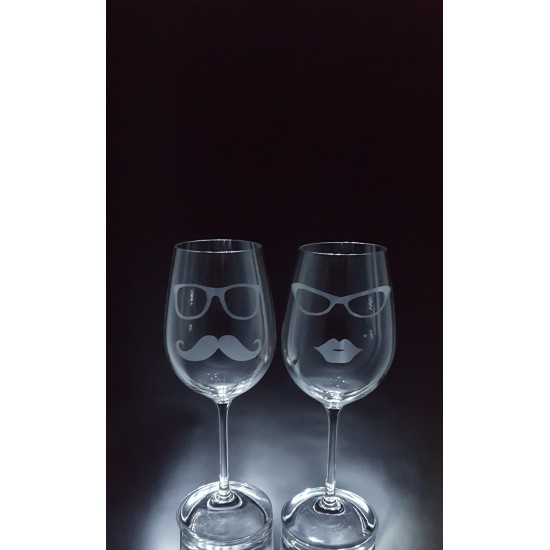 LOV-DV-Lèvres et moustache-2 verres - prix basé sur verre à vin 20oz