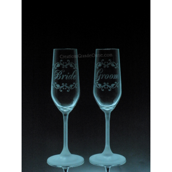 LOV-MA-Bride and Groom pied givré  (bride and groom) -2 verres - prix basé sur verre à vin 20oz