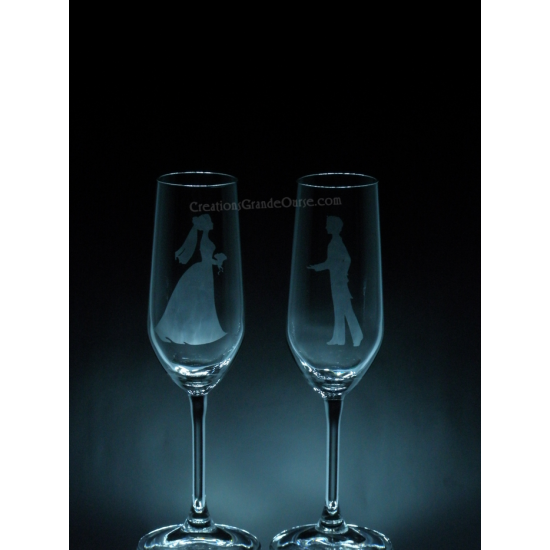 LOV-MA-mariés elle et lui-2 verres - prix basé sur verre à vin 20oz