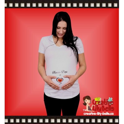  Chandail de maternité maman+papa=moi coeur rouge CM31