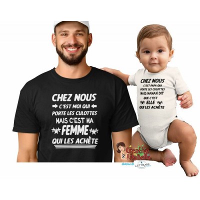 cache-couche ou T-SHIRT PAPA PORTE LES CULOTTES cc3560