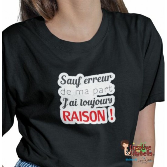 t-shirt sauf erreur de ma part toujours raison ts4559