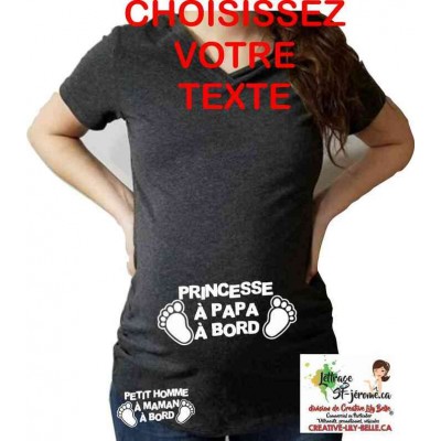 CHANDAIL DE MATERNITÉ BÉBÉ A BORD (VOTRE TEXTE)...