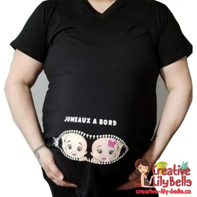 t-shirt de maternité fashion jumeaux sexe...