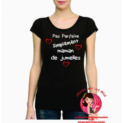t-shirt simplement maman jumelles coeur 4069