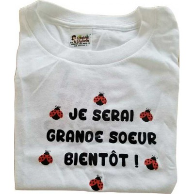 T-SHIRT OU CACHE-COUCHE  GRANDE SOEUR COCCINELLE...