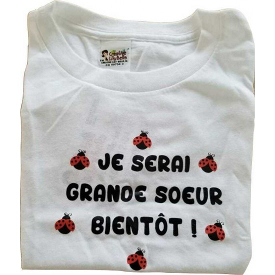 T-SHIRT OU CACHE-COUCHE  GRANDE SOEUR COCCINELLE 3188