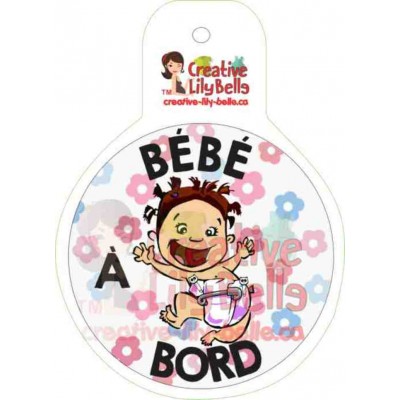 AUTOCOLLANT bébé a bord  COUCHE LAVABLE FILLE SA8