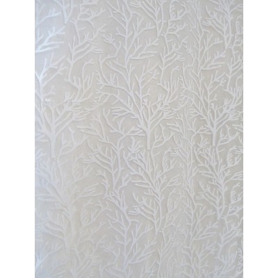 CORAIL voile blanc - imprimé coraux - 50% polyester 50% viscose - vendu au mètre