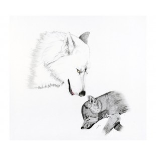 Oeuvre originale Loup arctique (Canis lupus...
