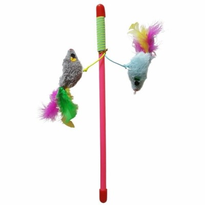 Canne à pêche pour chat avec 2 souris - 25 cm...
