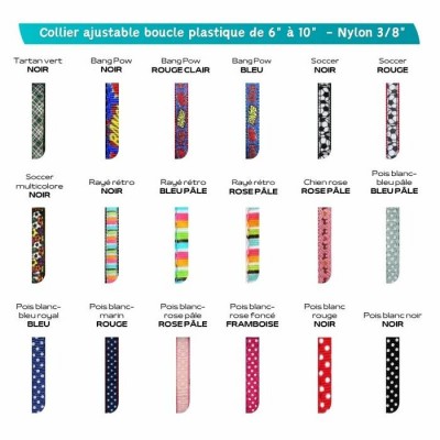 Collier ajustable avec boucle de plastique détachable 3/8'' à motifs - Chaton - Plusieurs choix