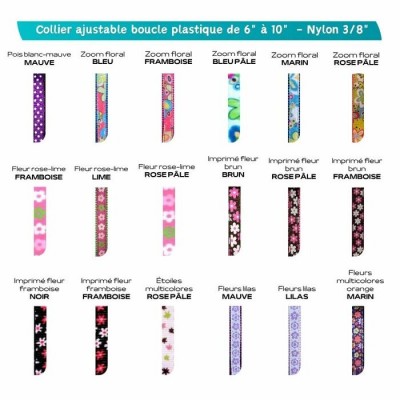 Collier ajustable avec boucle de plastique détachable 3/8'' à motifs - Chaton - Plusieurs choix