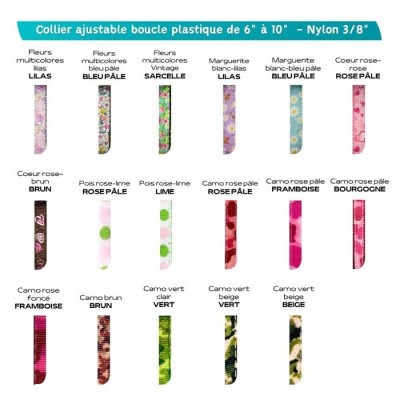 Collier ajustable avec boucle de plastique détachable 3/8'' à motifs - Chaton - Plusieurs choix