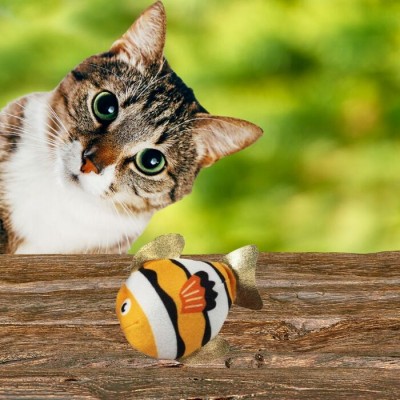 Jouet pour chat "Poisson" avec herbe à chat - 10 cm - Assorti