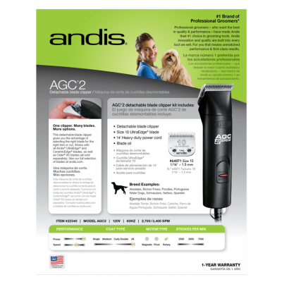 Rasoir (tondeuse) professionnel AGC 2 de Andis - 2 vitesses - noir