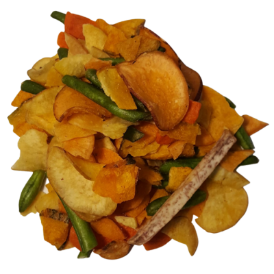 Croustilles de légumes, sac refermable de 80 g, avec étiquette pour suspendre