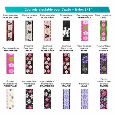 Courroie ajustable pour l'auto - 5/8'' à motifs - Plusieurs choix