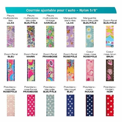 Courroie ajustable pour l'auto - 5/8'' à motifs - Plusieurs choix