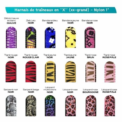 Harnais de traîneaux en ''X'' en nylon XX-Grand à motifs - Plusieurs choix