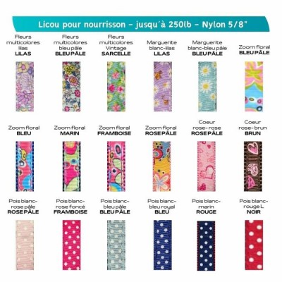 Licou 5/8" nylon (nourrisson - jusqu'à 250 lb) à motifs - Plusieurs choix