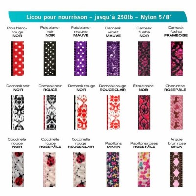 Licou 5/8" nylon (nourrisson - jusqu'à 250 lb) à motifs - Plusieurs choix