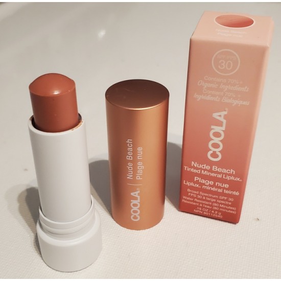 Baume à lèvre Bio Liplux minéral FPS 30 Coola teintée NUDE BEACH 