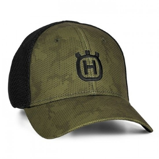 Casquette Husqvarna verte avec filet noir